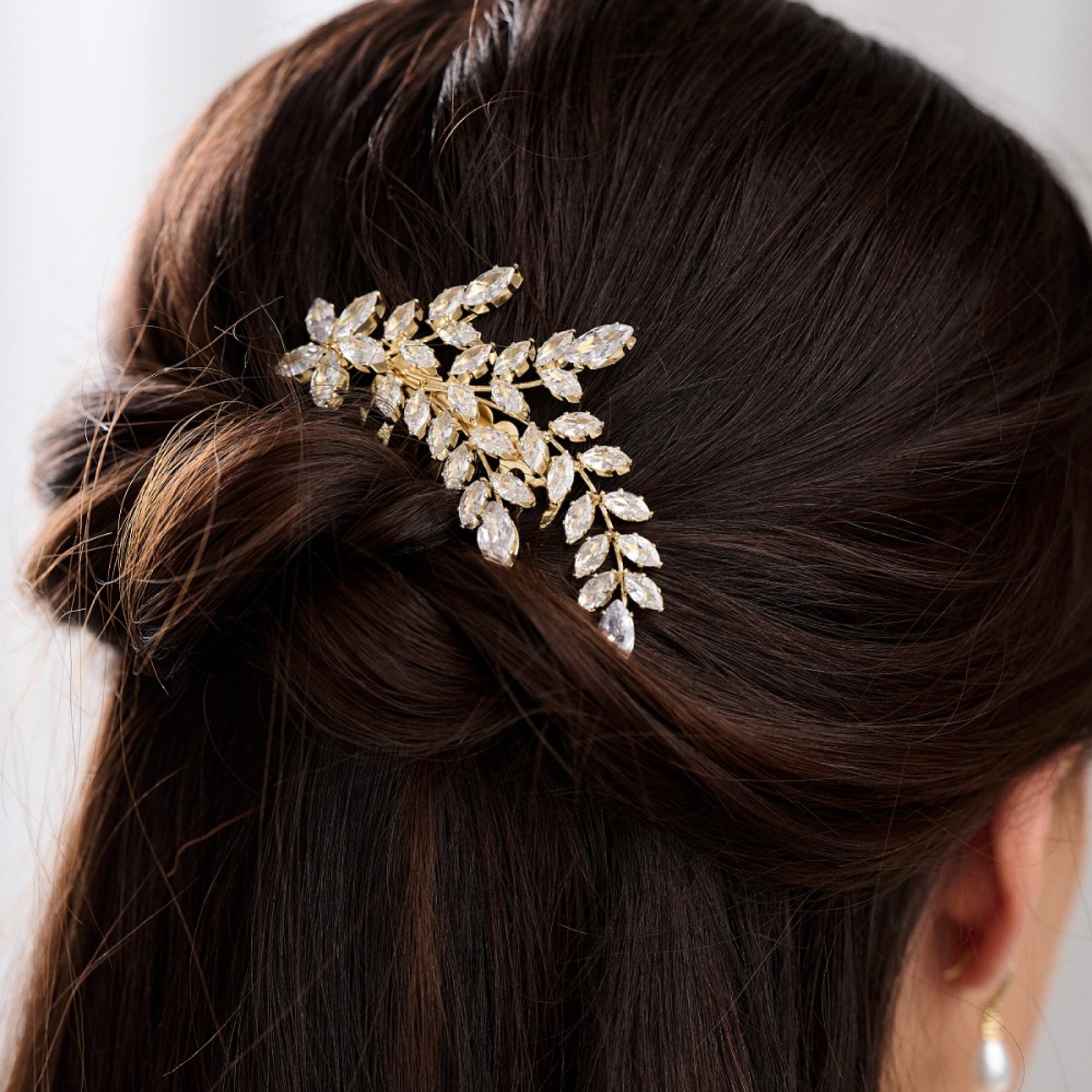 Aurora Gold Crystal Spray Wedding Hair Comb