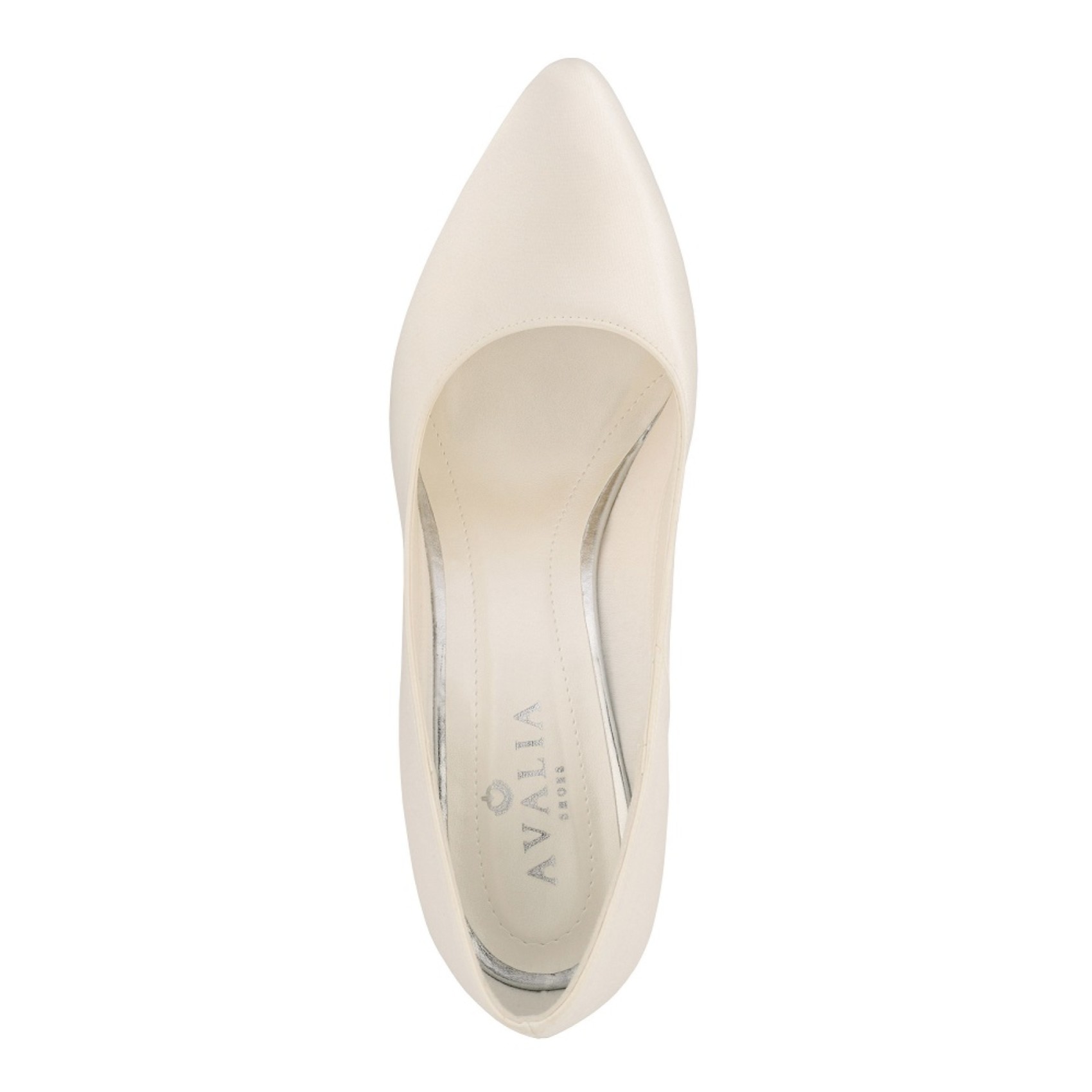 Avalia Astra Ivory Satin Pointed Block Heel Court Shoes