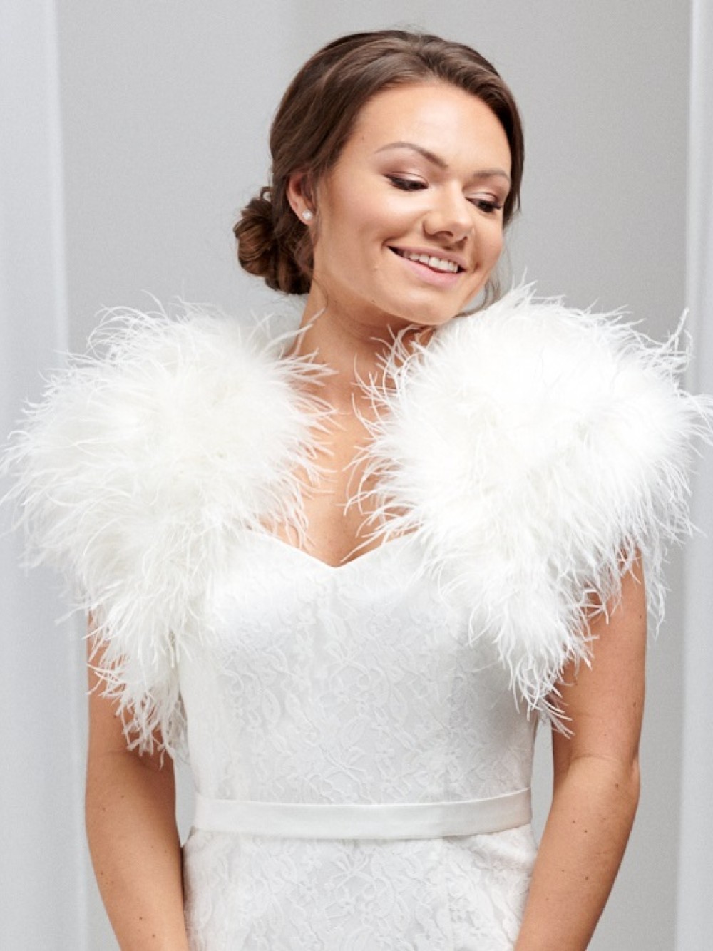 Hayworth Ivory Ostrich Feather Bridal Bolero