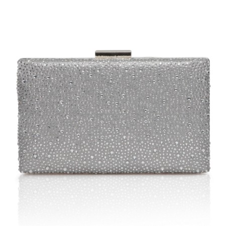 sparkly silver box clutch bag